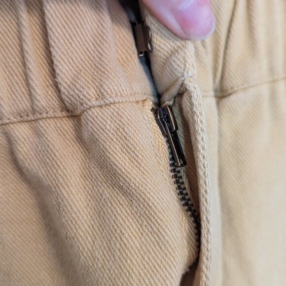 NWT entro mustard yellow soft denim paperbag waist mini skirt with pockets large - Picture 5 of 9